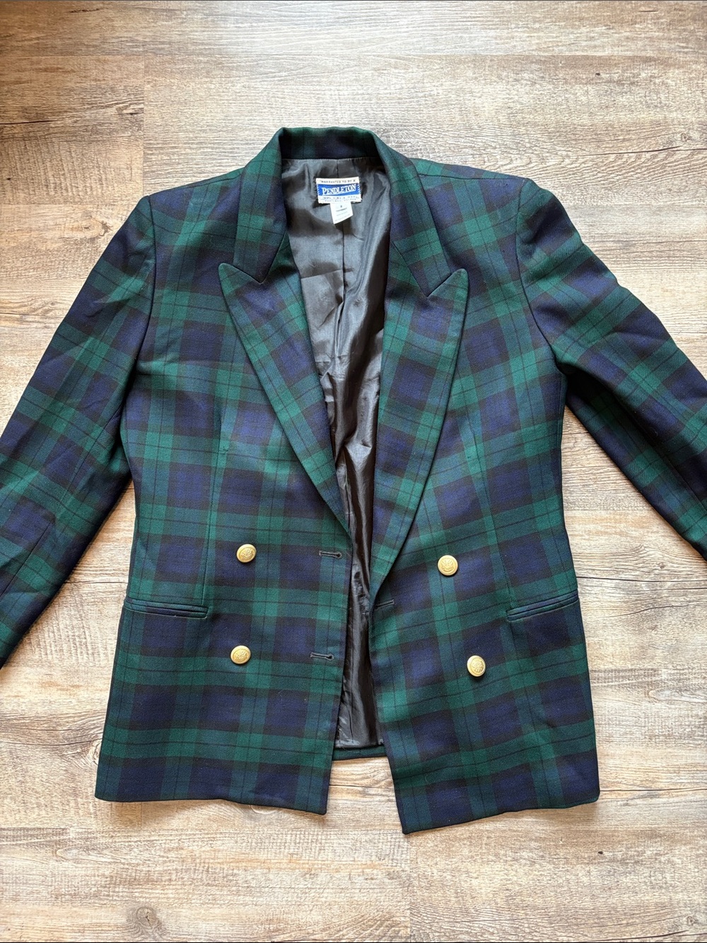 Pendleton Vintage Tartan Green Plaid Double-Breasted Sport Coat